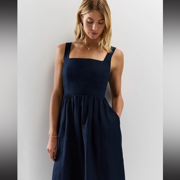 Quince 100% Linen Midi Dress - Picture 1 of 3